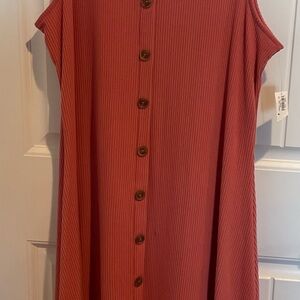 Old Navy Elegant Coral Button-Down Maxi Dress Ribbed NWT